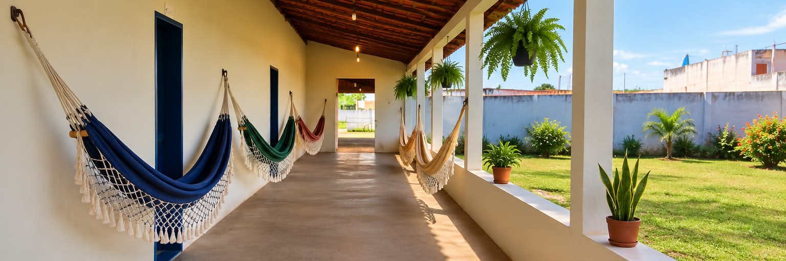 Área com redes para descanso no Hotel Oásis